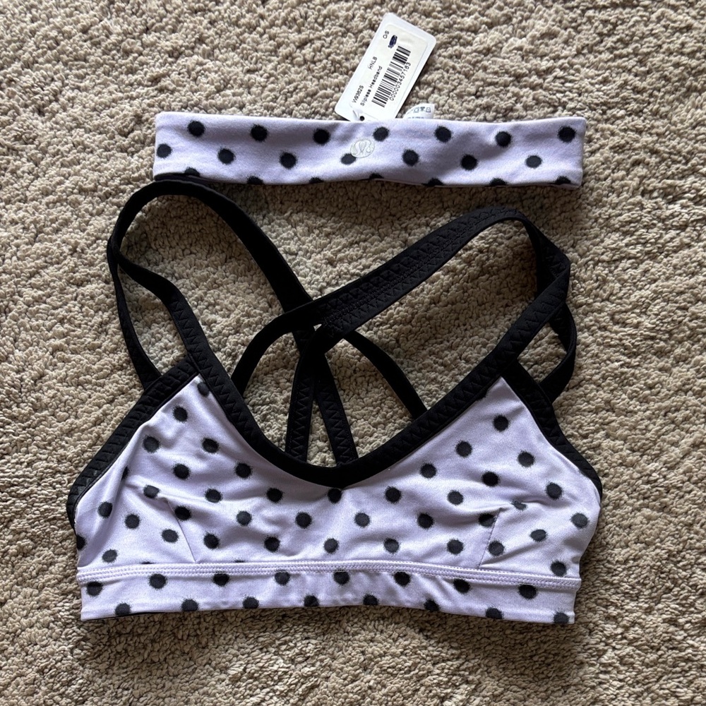 lululemon athletica Black and White Polka Dot Sports Bra